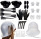Outil De Teinture,Casquette Pour Coloration,Hairdressing Tool,Bonnet À Mèches En Silicone Avec Le Crochet,25 Pièces Coloration Cheveux Kit,Réutilisable Cheveux Bol,Brosses,Peigne,Pinces Cheveux,Kiuiom