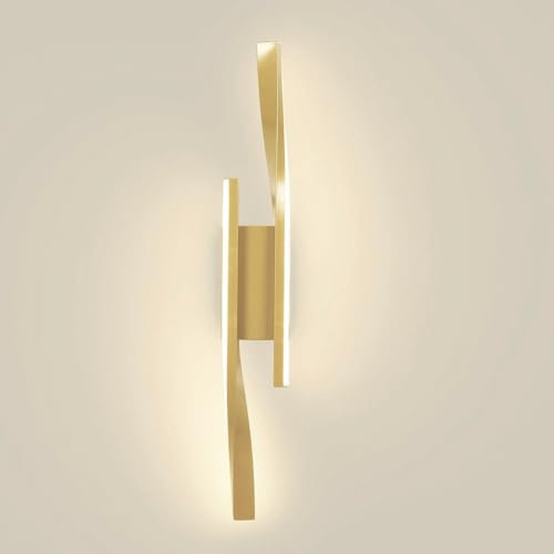 LIGKIN LED Applique Murale Intérieure 10W Lampe Murale Moderne 3000K Blanche Chaude Luminaire Doré Longue Applique Murale Chambre Luminaire Intérieur pour Salon Escalier Couloir 42CM