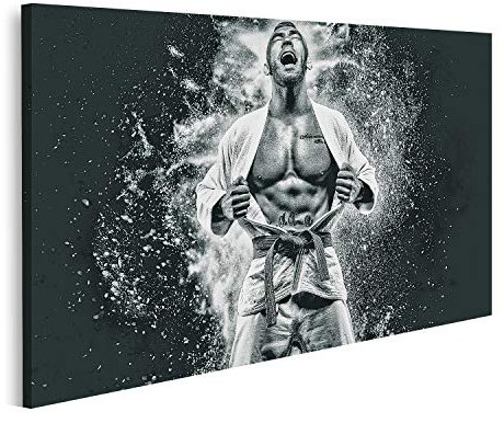 islandburner Bild auf Leinwand Profi Sportler Kimono schreit emotional Konzept Karate Judo Wettbewerbe Mixed Me Bilder Wandbilder Poster GGKZ-1K