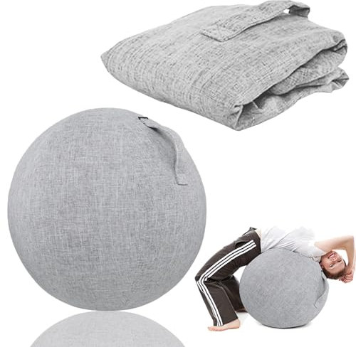 Schutzhülle für Gymnastikball, 55cm Ø Balance Ball Abdeckung Anti Kratzer, Gymnastikball Abdeckung, Faltbar Sitzbälle Stoff Bezug, Leichte Yoga Ball Abdeckung für Schwangerschaft Fitness Yoga-Grau