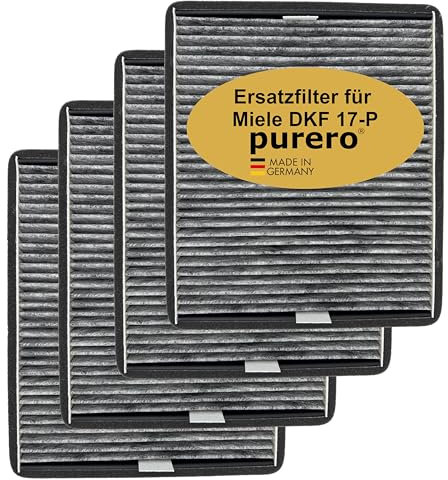 purero® Filtro ai carboni attivi – Filtro di ricambio per Miele DKF 17-P / 7932330, modello successivo di DKF 17-1 – Assorbimento ottimale degli odori – Made in Germany