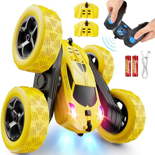 QUNREDA Ferngesteuertes Auto – RC‑Car‑Spielzeug für Jungen 6–12 Jahre, Offroad‑RC‑Stunt‑Auto 4WD mit 360°‑Rotation, Geschenk für Jungen und Mädchen zu Geburtstag und Weihnachten, Gelb