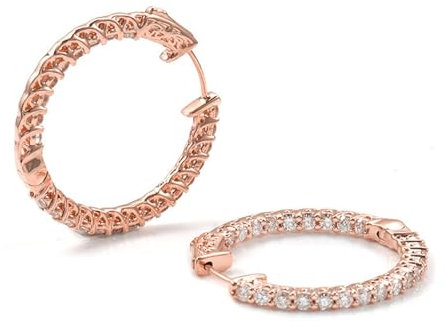 AMDXD Rotgold 750 18 Karat Ohrringe Weihnachten, Klassiker Ohringe Creole mit Moissanit 1.5mm, 18K Rosegold Ohrringe Jugendstil Echt Gold