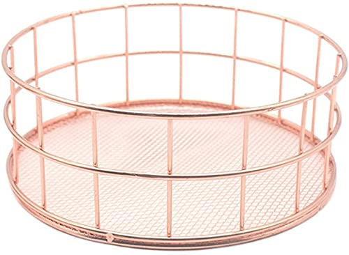 SMBAOFUL Rose Gold Iron Egg Holder and Storage Basket - Multipurpose Wire Bin for Makeup, Jewelry, and More (Pink)