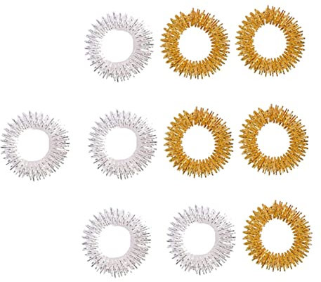 FOMIYES 10stücke Finger Massage Ringe Teiliges Aus Goldenen Und Silbernen Akupressurringen Für Stressabbau Konzentrationssteigerung Und Gelenklindung Für Erwachsene Und Junge Mädchen