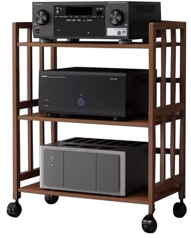 meuble chaine hifi meubles pour audio/vidéo Mobile Bambou Rack Audio Support Pour Composants Stéréo Sur Roues, Salon/ Chambre À Coucher/ Bureau Multifonctionnel Support AV Media, Support Au Sol Etagèr