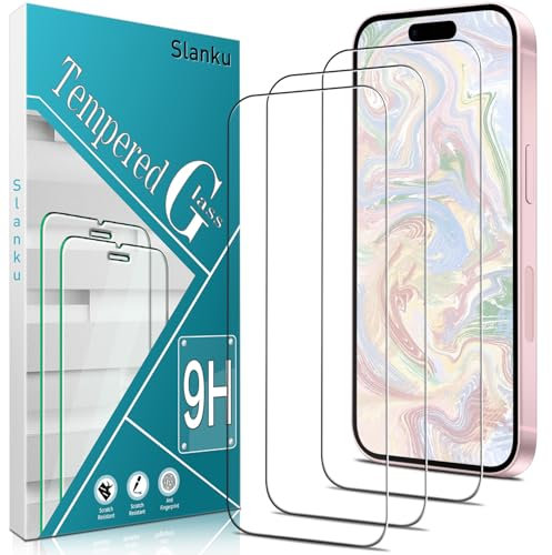 Slanku 3 Pack For iPhone 16 Plus Screen Protector, 9H Hardness Tempered Glass, Case Friendly, NO Bubbles, Anti Scratch