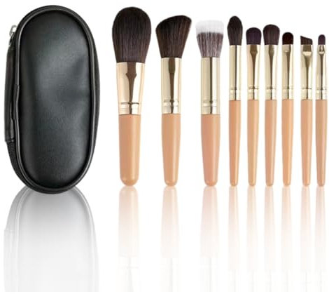 EIHI 9 Pièces Travel Brush Set,Pochette De Voyage Avec 9 Pinceaux Professionnels