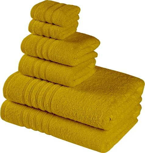 Luscinia 550 g/m² | Serviettes en coton peigné 100% | Lot de 6 | 2 serviettes de bain (140 x 70 cm), 2 serviettes (40 x 70 cm), 2 serviettes d'invité (30 x 30 cm) | Oeko-TEX® 100 | Boucle de
