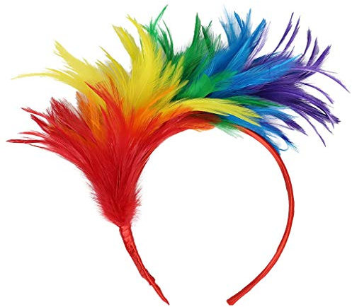 Feder Haarschmuck Haarreif, 1920er Fascinator Kopfschmuck für Damen, Regenbogen Feder 20er Jahre Stirnband für Karneval Cocktail Hochzeit Tee-Party Accessoires (Bunt, Einheitsgröße)
