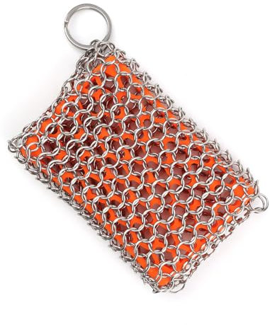 CHSEROK Limpiador de Anillos de Hierro Fundido, Estropajo de Cadena de Acero Inoxidable, con Llavero, Unidades de Limpiador de Hierro Fundido, para Ollas, Lavabos, Cuencos