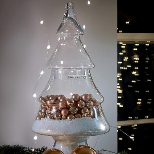 Glass Christmas Tree Jar Cookie Container 29 cm H decoration bonbon jar container Sweet storage candy jar Handmade Sweet Storage jar tall Biscotti tree shape ornaments