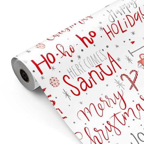 Bobine de papier cadeau, grand rouleau 62 cm x 100 m • TEXTE MERRY CHRISTMAS • Idéal pour : Magasins, Entreprises, Commerces, Emballage de Cadeaux, Anniversaires, Baby Shower, Mariages [FP Fiesta