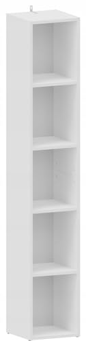 MATKAM Offenes Hochregal BODO DUAL R30O, H175 x B30 x T30 cm, 4 Bretter und 5 Fächer, Bücherregal ideal für Büro und Zuhause (Weiß)