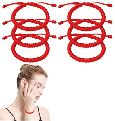 MYGLOAR Set di 6 braccialetti Kabbalah intrecciati, braccialetti portafortuna per donne, uomini e bambini - Bracciale rosso come portafortuna e amicizia, braccialetto tibetano rosso con design