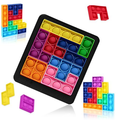Fidget Toy, Anti Stress Spielzeug, Tetris Silicone Puzzle Board Game, Sensory Toys for Autism, Pressure Relief Squeeze Toy, Fidget Spielzeug, IQ Puzzler, Stress Relief Toy for 4-8 Years Old Kids