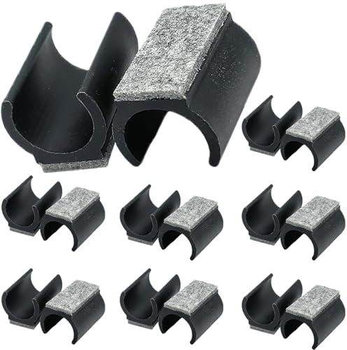 MOAZIFI 16er-Set Stuhlgleiter für Freischwinger - 25mm Filzgleiter für Stühle mit schwarzer U-Shell und Graufilz | Möbelgleiter zum Bodenschutz, rutschfest & geräuschreduziert