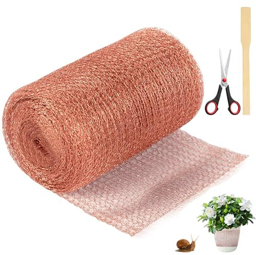 GAOUTO Rete in rame da 6 m x 12,7 cm, con forbici, nastro di rame tagliabile contro lumache, recinzione a lumache, treccia di rame pura per il giardino, controllo dei parassiti e respinge le spezie