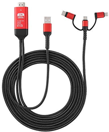 TICFOX Cavo adattatore da telefono a HDTV, cavo adattatore USB 3 in 1, supporto risoluzione 1080P, per TV portatile (2 m)