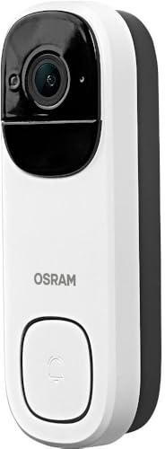 OSRAM Campanello video SMART+ WiFi 3MP 2K, sensore PIR | WIFI Outdoor Camera Doorbell, bianco, dia, batteria da 5200 mAh, campanello, angolo di 160°, compatibile con Alexa