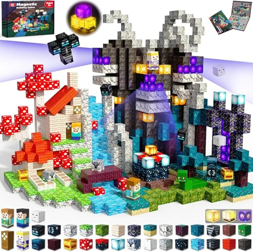 Magneverse Magnetische Bausteine 200 Teile - Düsterwald Abenteuer Set mit - Magnetwürfel für Kinder - 36 Verschiedene Magnetic Blocks, Magnetbausteine Lernspielzeug Geschenk für Kinder ab 3+ Jahren