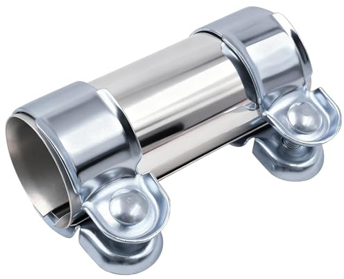 45mm Double Bolt Exhaust Clamp, Stainless Steel Band Clamp, Exhaust Pipe Connector, 125mm Repair Sleeve for Golf 7 TSI CZDA