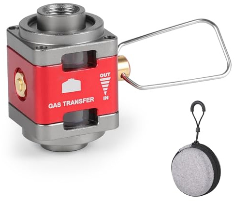 LALAGO Recharge pour Cartouche de Gaz Adaptateur-815, Valve de Gonflage à Pression de Gaz Portable avec Dac de Transport, Dispositif de Transfert Carburant pour Bouteilles avec Fenêtres Transparentes