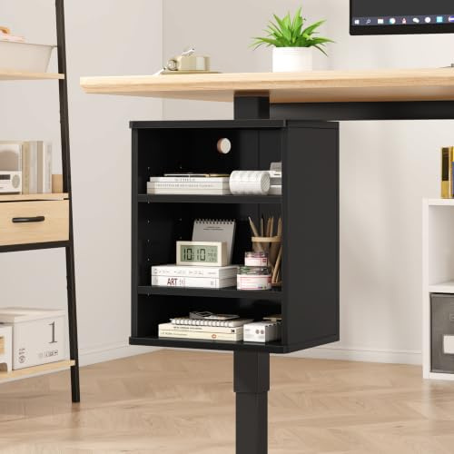 IBUYKE Under Desk Storage Cabinet Clamp on Desk Legs Shelf UTMZ012B | Adjustable Shelf, for Standing Desks Shelf, for Office,Elevating Your Workspace