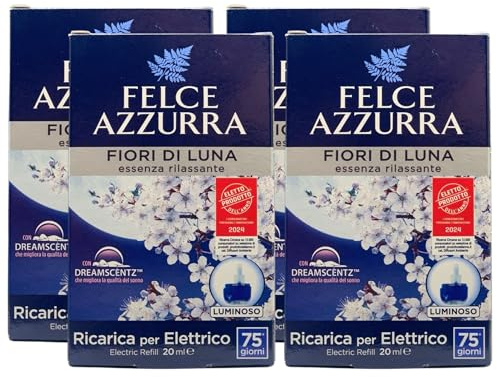 Felce Azzurra - Aria Di Casa, Ricarica Per Diffusore Elettrico. Lunga Durata,75 Giorni. Disponibile In Diverse Profumazioni 20ml (4 Unità, FIORI DI LUNA)