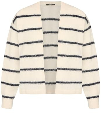 zero Damen Strickjacke mit Streifen offener Style S, Patch Cream/Dark Blue