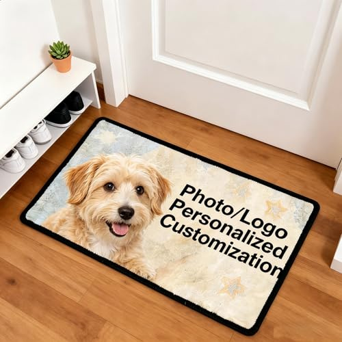 JURLEA Personalised Door Mat 40x60cm Custom Photo Text Non Slip Washable Rug Pet Dog Friendly Indoor Outdoor Housewarming New Home Gifts