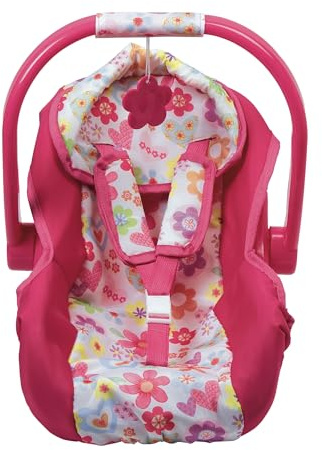 Adora Baby Doll Car Seat with Removable Seat Cover - Machine Washable, Fits Most Dolls & Plush Animals Up To 20”, Birthday Gift For Children Ages 2+ - Pink Flower Power