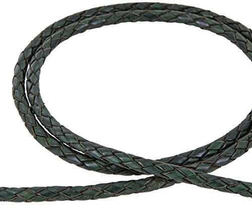 AURORIS - Lederband geflochten - Durchmesser/Farbe/Länge wählbar - Variante: Ø 5mm / dunkelgrün / 1m