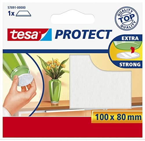tesa Protect Filzgleiter, weiß, Maße: 100 x 80 mm, Sie erhalten 1 Packung
