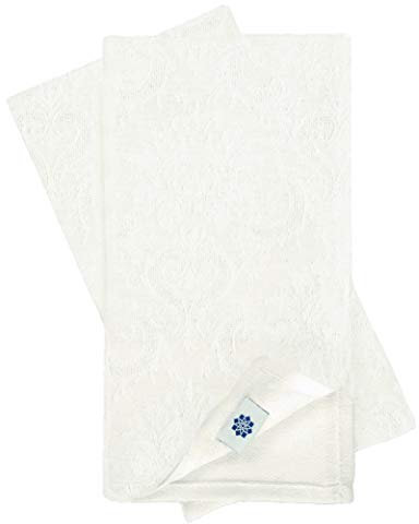 Linen & Cotton 4 x Jacquard Damast Stoffservietten/Servietten Stoff/Leinenservietten Waverly - 46% Leinen, 54% Baumwolle, Weiß/Weiss (47 x 47cm) Für Fest Hochzeit Hotel Gastronomie Catering