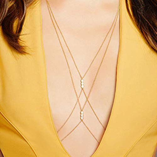 Jovono Mode Einfachen Sexy bauch Körper kette Halskette Bikini Kabelbaum Körper Perle Kette Frauen und Mädchen (Gold)