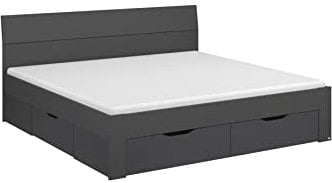 Rauch Möbel Flexx Bett Stauraumbett in Grau metallic, Schwarz, mit 3 Schubladen als zusätzlichen Stauraum Liegefläche 160 x 200 cm Gesamtmaße Bett BxHxT 165 x 90 x 209 cm