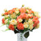 JaneYi 4 Stück Künstliche Rosenblüten Gefälschter Blumenstrauß Künstliche Seidenblumen Pflanzen Blumengesteck für DIY Draußen Haus Küche Tabelle Garten Büro Hochzeit Party Dekor - Rot und Champagner