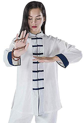 JTKDL Womens Tai Chi Kleidung Martial Arts Uniform Chinesisch Kung Fu Kleidung Baumwolle Leinen Wing Chun Zen Meditation Yoga Anzug Tai Chi Übung Taekwondo Uniform,B-L