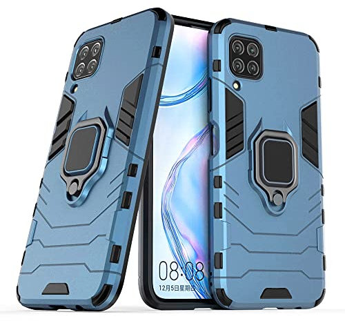 AKABEILA Hülle für Huawei P40 Lite 4G/Nova 6 SE/Nova 7i Handyhülle Fingerringgriff Ständer Metall Halter Silikon PC Kratzschutz Stoßfest Schutzhülle 6.4 Zoll