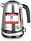 Emerio WK-124658.1 Edelstahl Wasserkocher, 1.7 Liter, 2200 Watt, Temperaturwahl [40°|50°|60°|70°|80°|90°|100°C], 360° Basis, Warmhaltefunktion, Display mit Temperaturanzeige, BPA frei, Silber