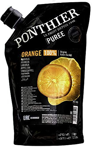Food-United ORANGE-VALENCIA PÜREE Zitrus-Frucht-Püree von Ponthier 2x 1KG für Smoothie-Bowl-Sorbet-Eis-Quark-Saft-Cocktail-Schorle-Cornflakes aus ausgewählten Früchten