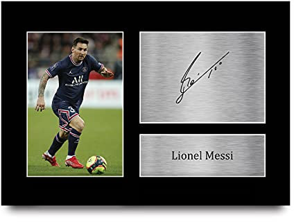 HWC Trading A4 Lionel Messi PSG Geschenke Gedrucktes Signiertes Autogramm Foto für Fußball Anhänger and Fans