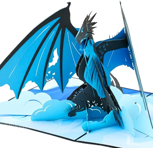 Magic Moments® Eisdrache Pop Up Karte - Lustige 3D Geburtstagskarte Groß 14x19cm mit Umschlag für Junge, Teenager, Kinder zum Geburtstag, Kindergeburtstag - Geburtstagskarte Drache