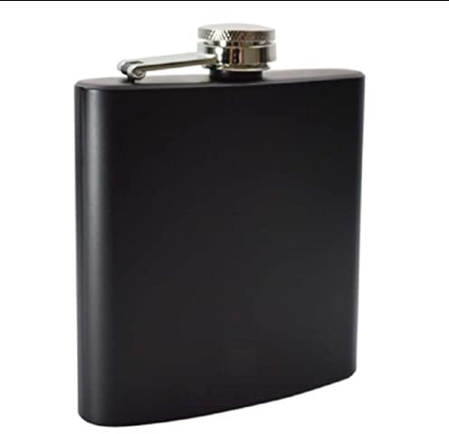 6oz (175ml) Coloured Stainless Steel Hip Flask (Matt Black)
