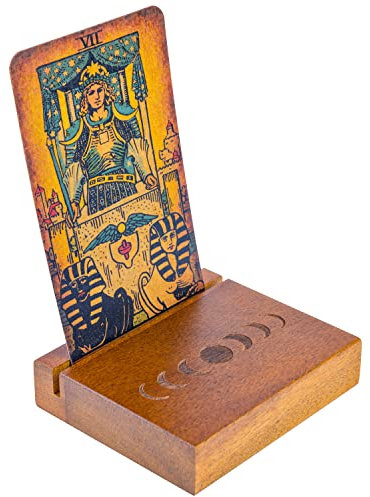 Curawood Tarot-Kartenhalter – Präsentieren Sie Ihre tägliche Kartenschublade – 8.9 cm kleiner Tarot-Kartenständer – Hexereibedarf, heidnische und Wicca-Altarbedarf, Wahrsagungswerkzeuge