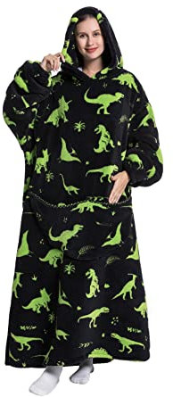 Verlängert Übergroße Hoodie Decke,Kuscheldecke mit Ärmeln und Taschen,Superweiche und Warme Flanell TV Decke mit Kapuze