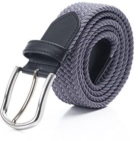 DWOY Elastischer Stoffgürtel Geflochtener Gürtel für Damen und Herren (Grau, 95)