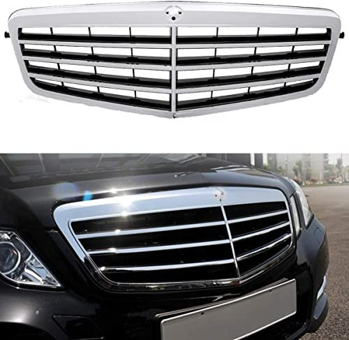 REXGEL Auto Front Kühlergrille für Mercedes-Benz E-Klasse W212, 2009-2013, Schwarz, Faser-verstärkter Kunststoff