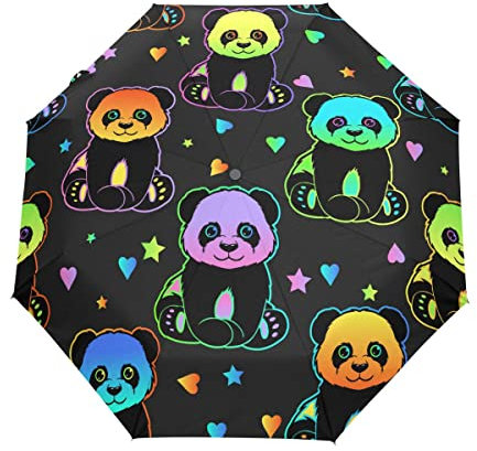 GAIREG Regenschirm, faltbar, Regenbogen-Panda, automatisches Öffnen und Schließen, kompakt, winddicht